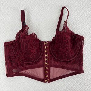 Brand New La Senza Women's Large Burgendy Merlot Purple Laced Corset Top Bra